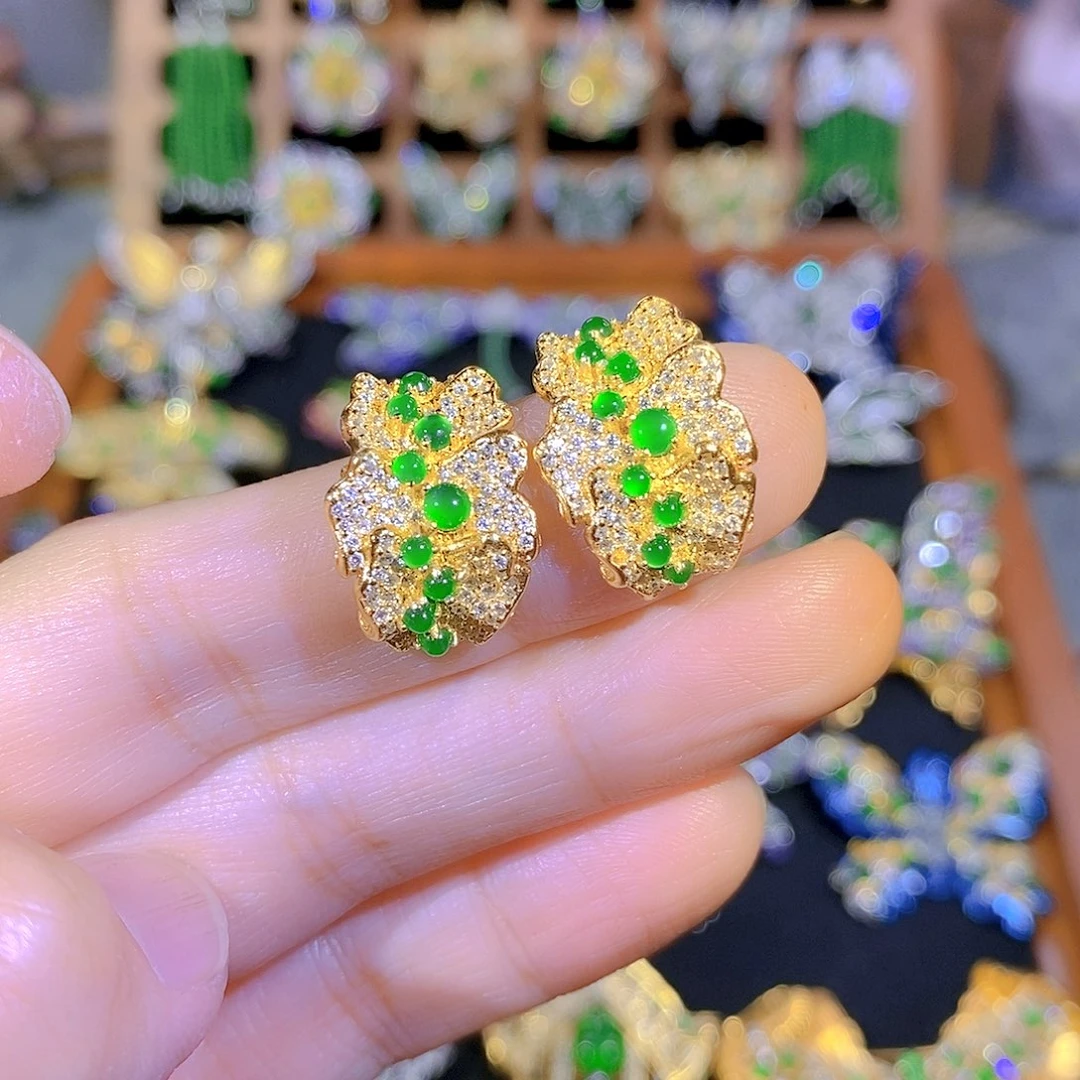 吊坠(不含链)银S925镶嵌翡翠