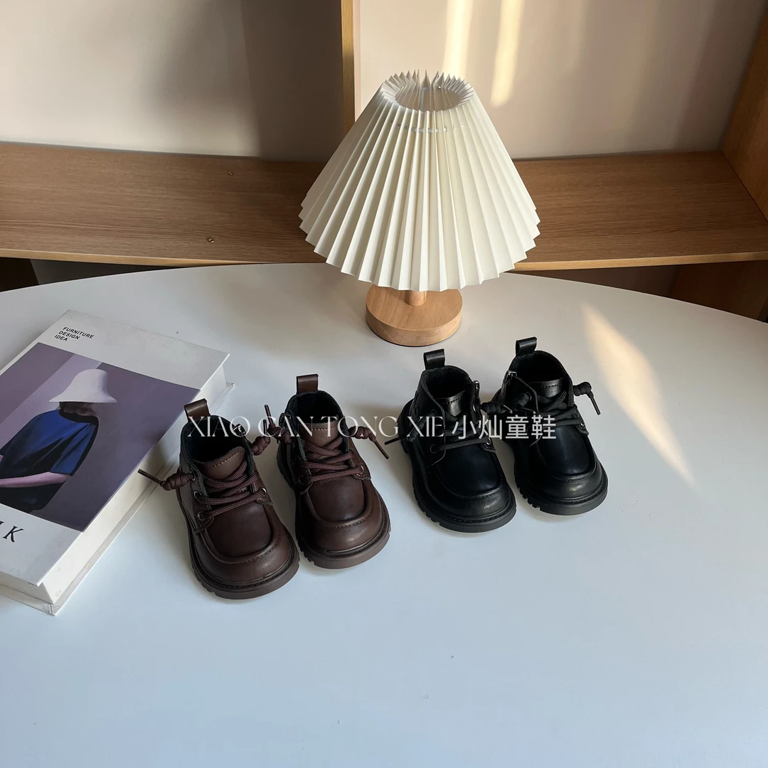 儿童冬季新款男女童棉鞋小童马丁靴软底皮鞋宝宝学步鞋保暖加绒