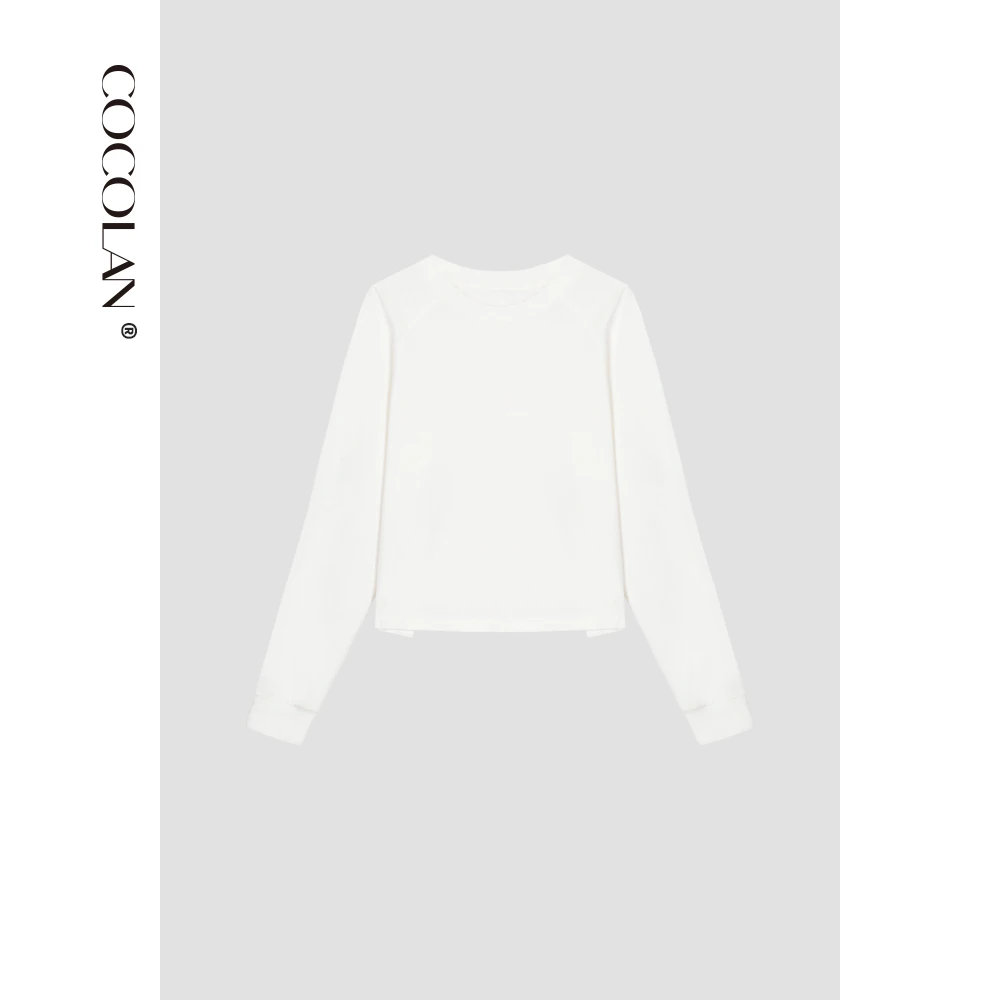 COCOLAN秋季新款圆领白色纯色卫衣女T恤CL6TX1929