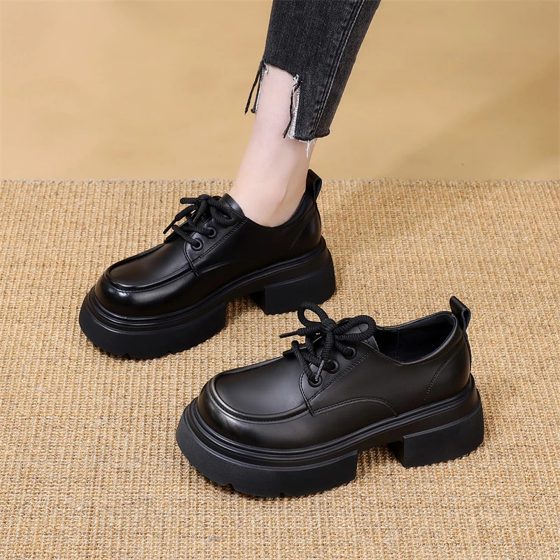 手工女鞋厚底乐福鞋英伦风不累脚2025新款软皮软底单鞋女小皮鞋34