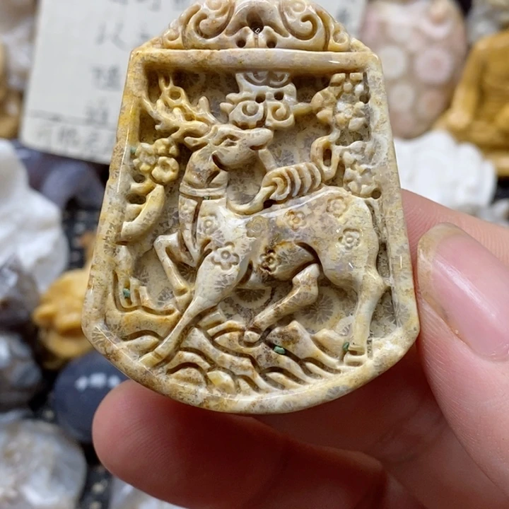 颈饰未镶嵌硅化珊瑚（珊瑚玉）