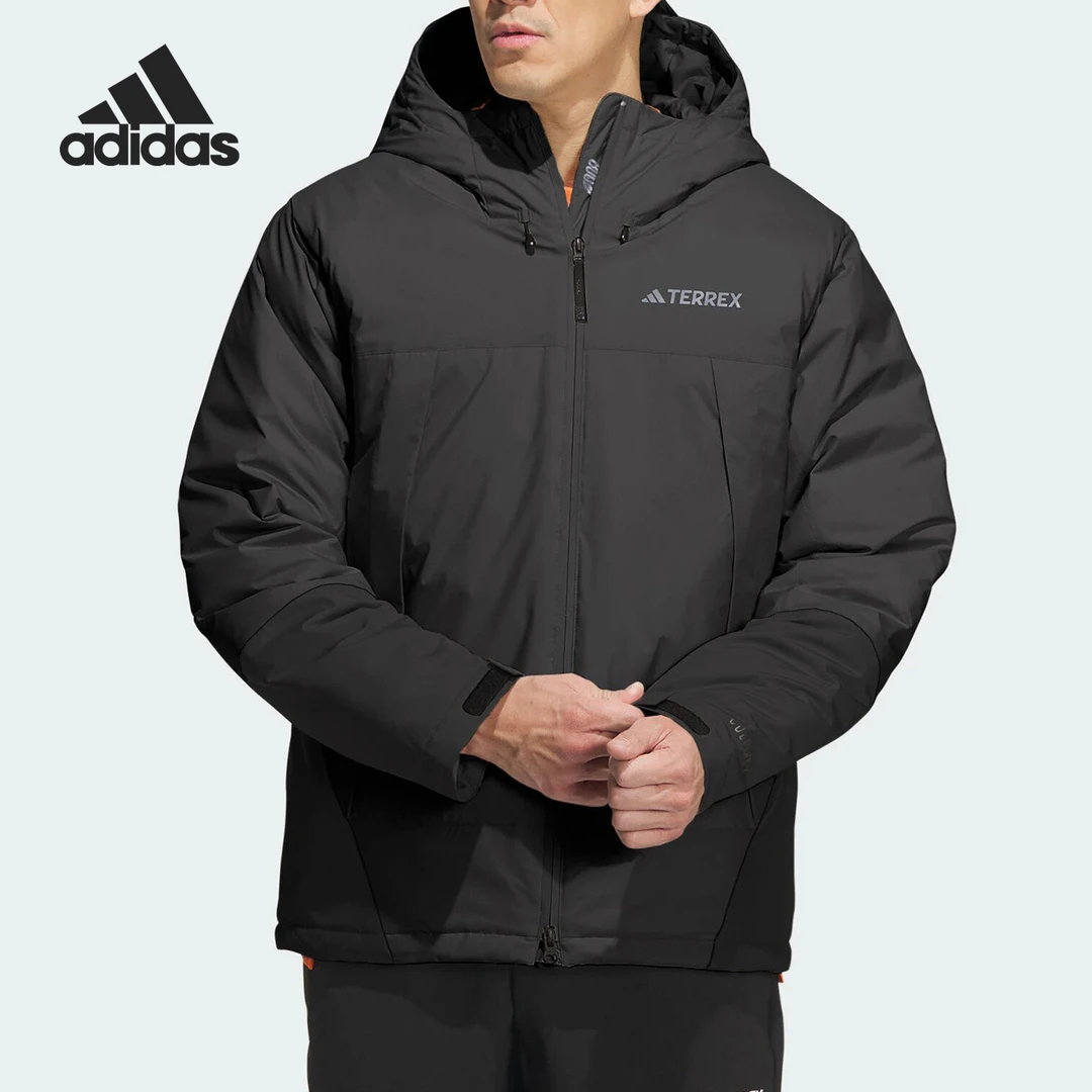 Adidas/阿迪达斯正品户外男士抗湿运动连帽羽绒服