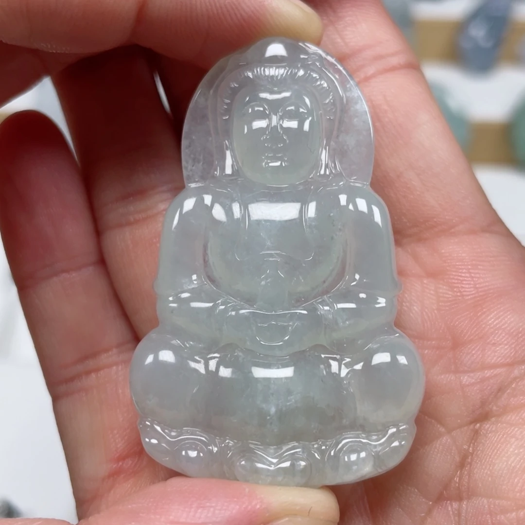 翡翠颈饰未镶嵌天然翡翠A货观音19号