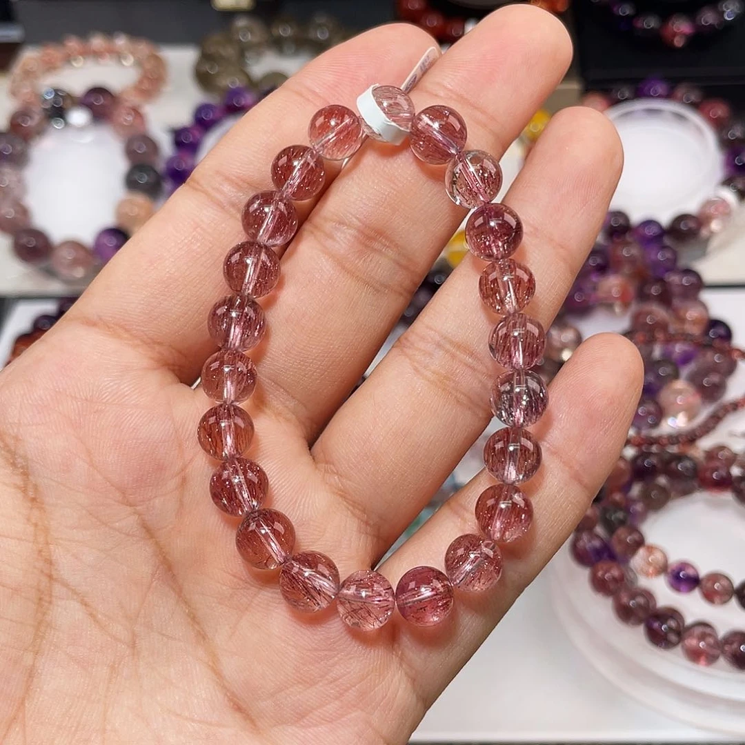 水晶手链未镶嵌粉超七8