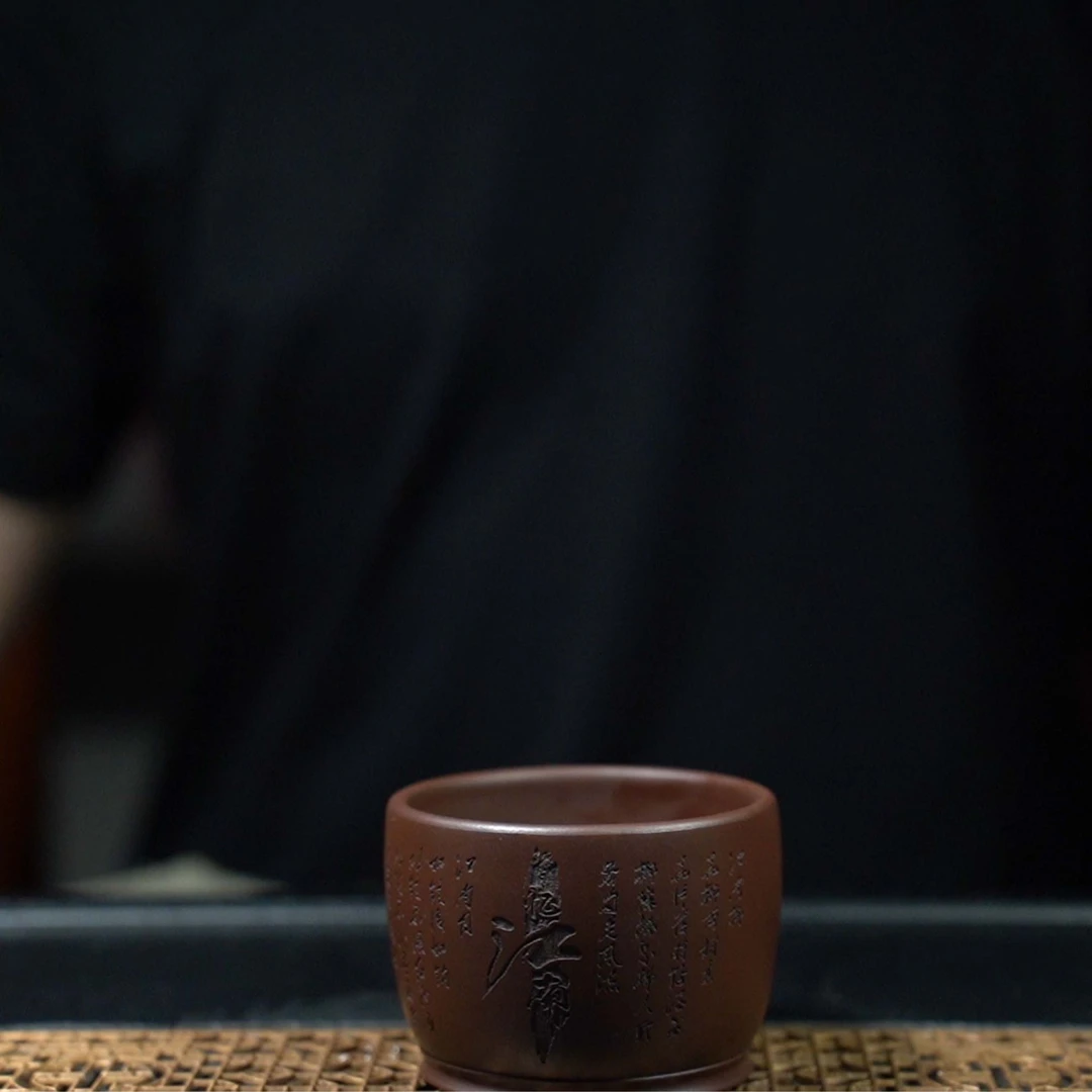 DT464忆江南主人杯革紫全手工紫砂杯