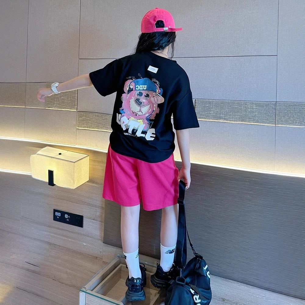 女童套装夏季2025新款中大童夏装洋气背心上衣女孩潮酷穿搭两件套