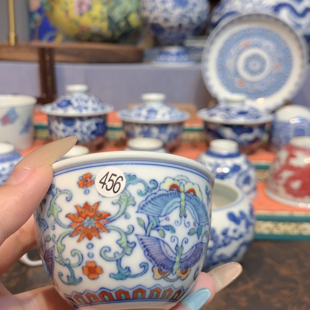 ****光456双碟缠枝缸杯cl116