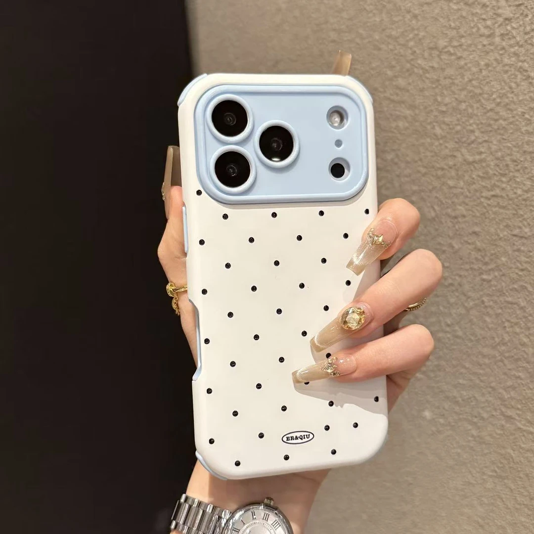 ins风肤感满屏波点适用iPhone17手机壳苹果16promax简约15防摔14