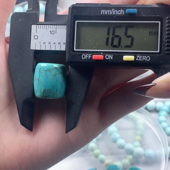 水晶珠宝半成品未镶嵌绿松桶珠16mm