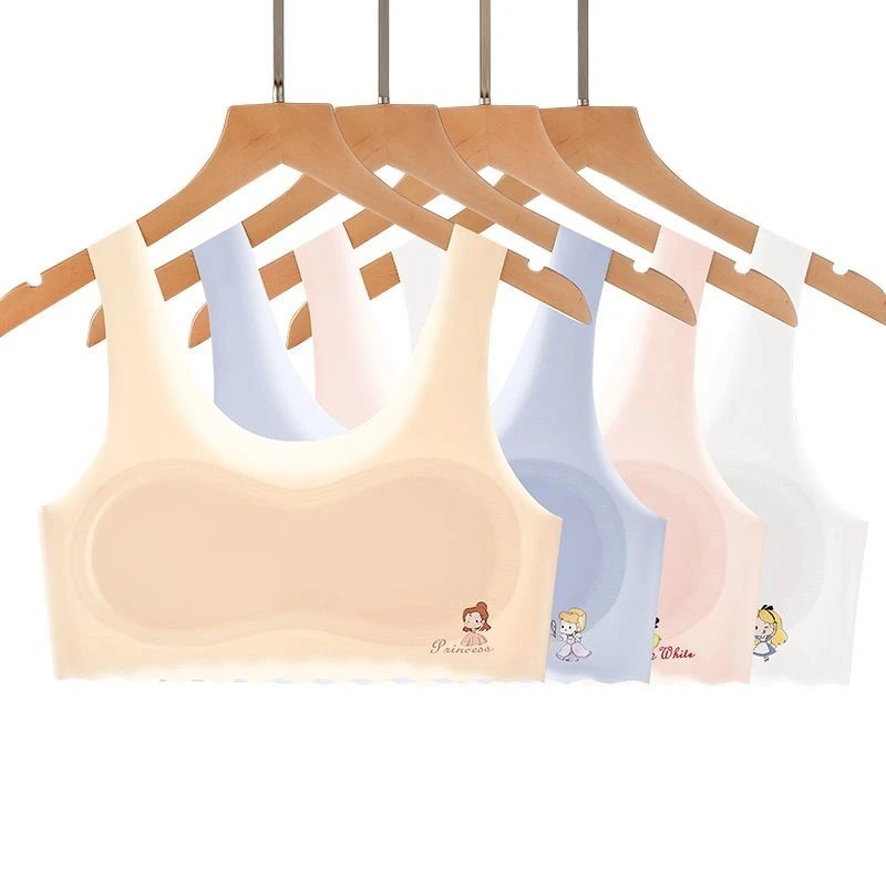 冰丝小背心女童发育期无痕防凸点6-18岁双层内衣初中学生夏季薄款