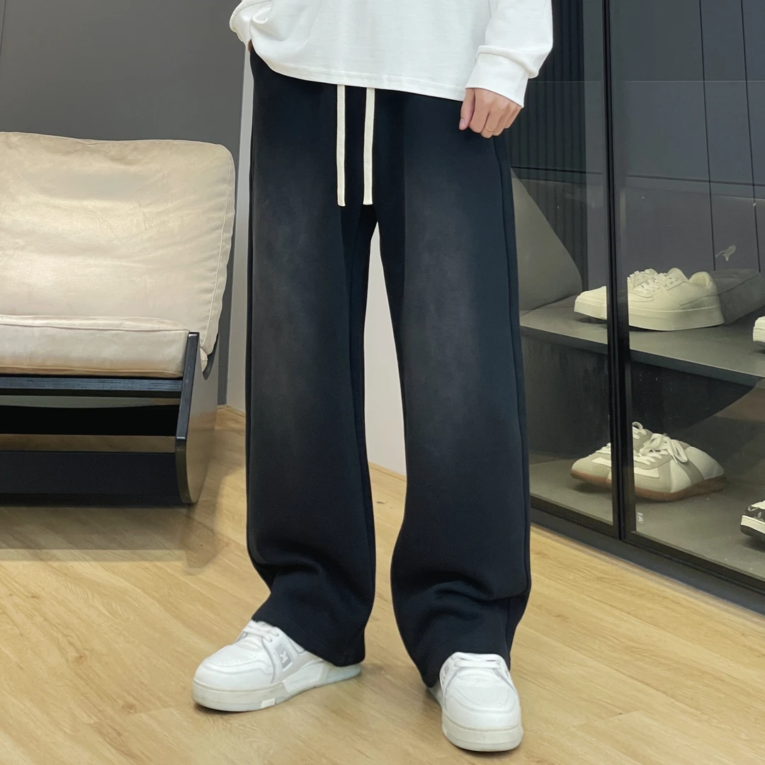 【春款新品】水洗设计休闲裤阔腿百搭通勤直筒运动裤宽松垂感卫裤