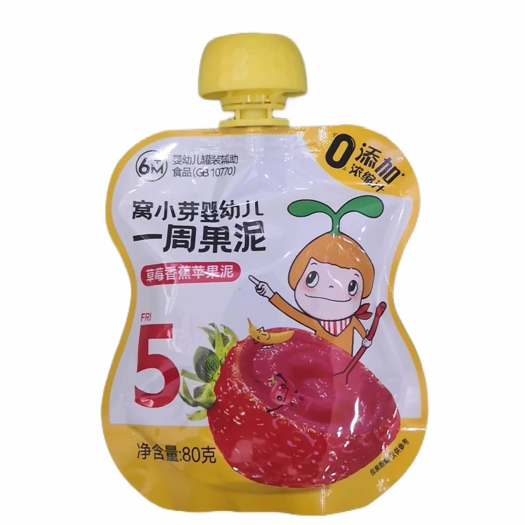窝小芽 婴幼儿一周果泥草莓香蕉苹果泥 80g/袋