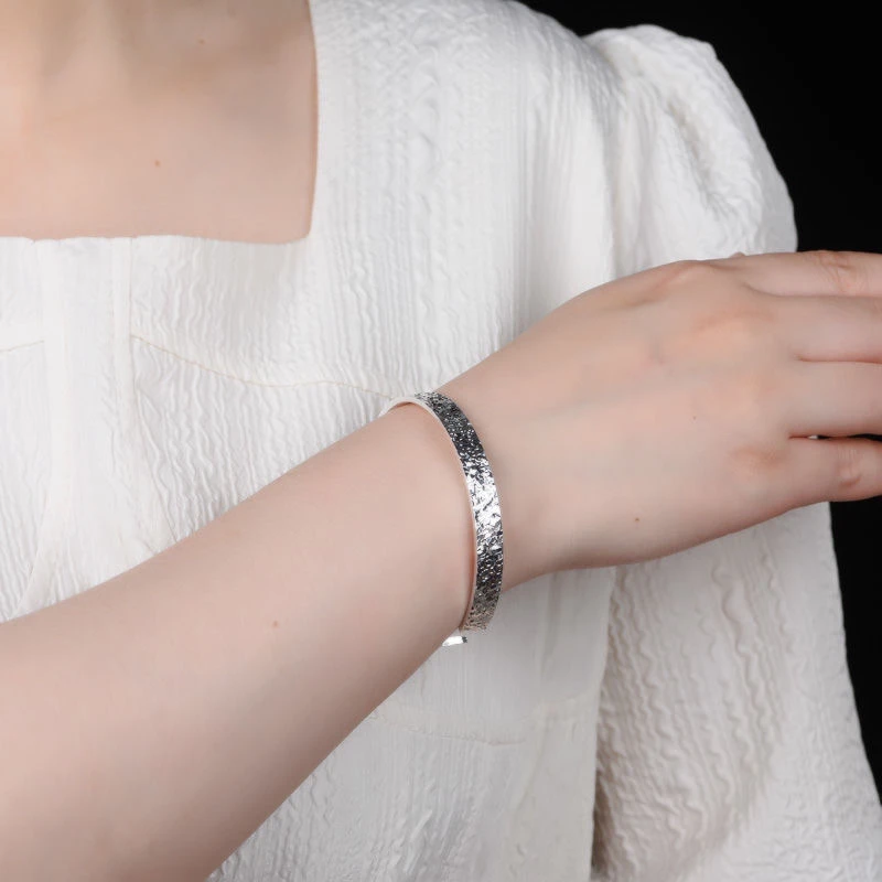 足银手镯 足银手镯901：碎冰冰手镯足银手镯