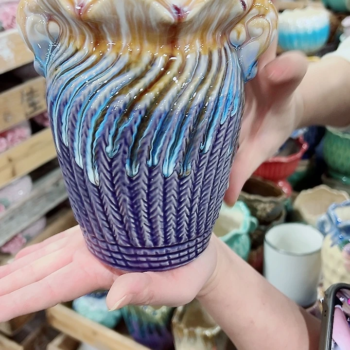 有孔，凑单福利满10元发货陶瓷多肉花盆！