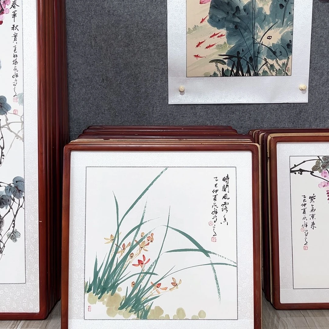国画书画作品带框63×63