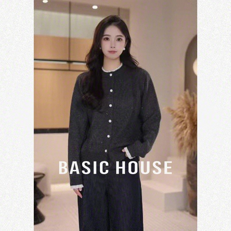 Basic House/百家好秋季新款圆领针织开衫B1194B5A002