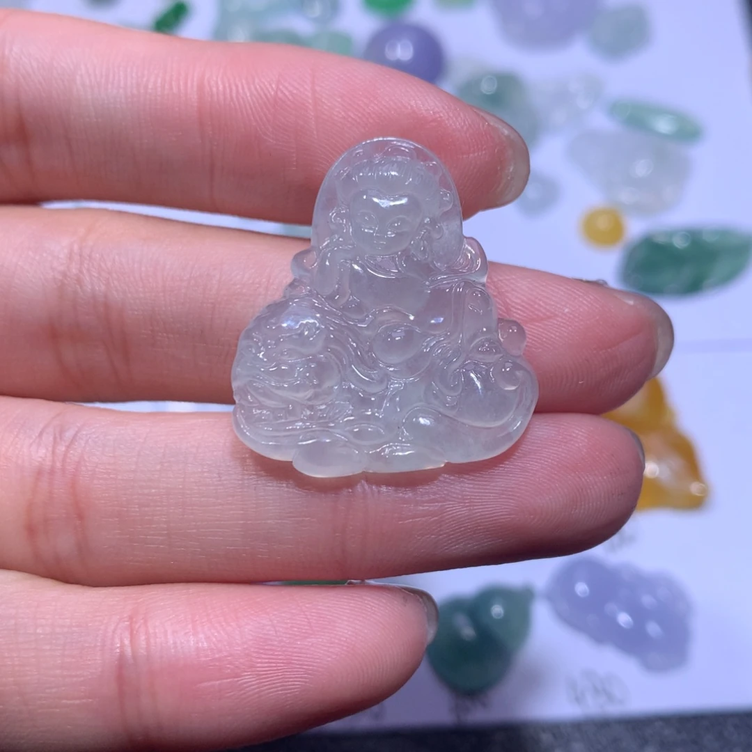 翡翠颈饰未镶嵌文殊25.1*23*3.8