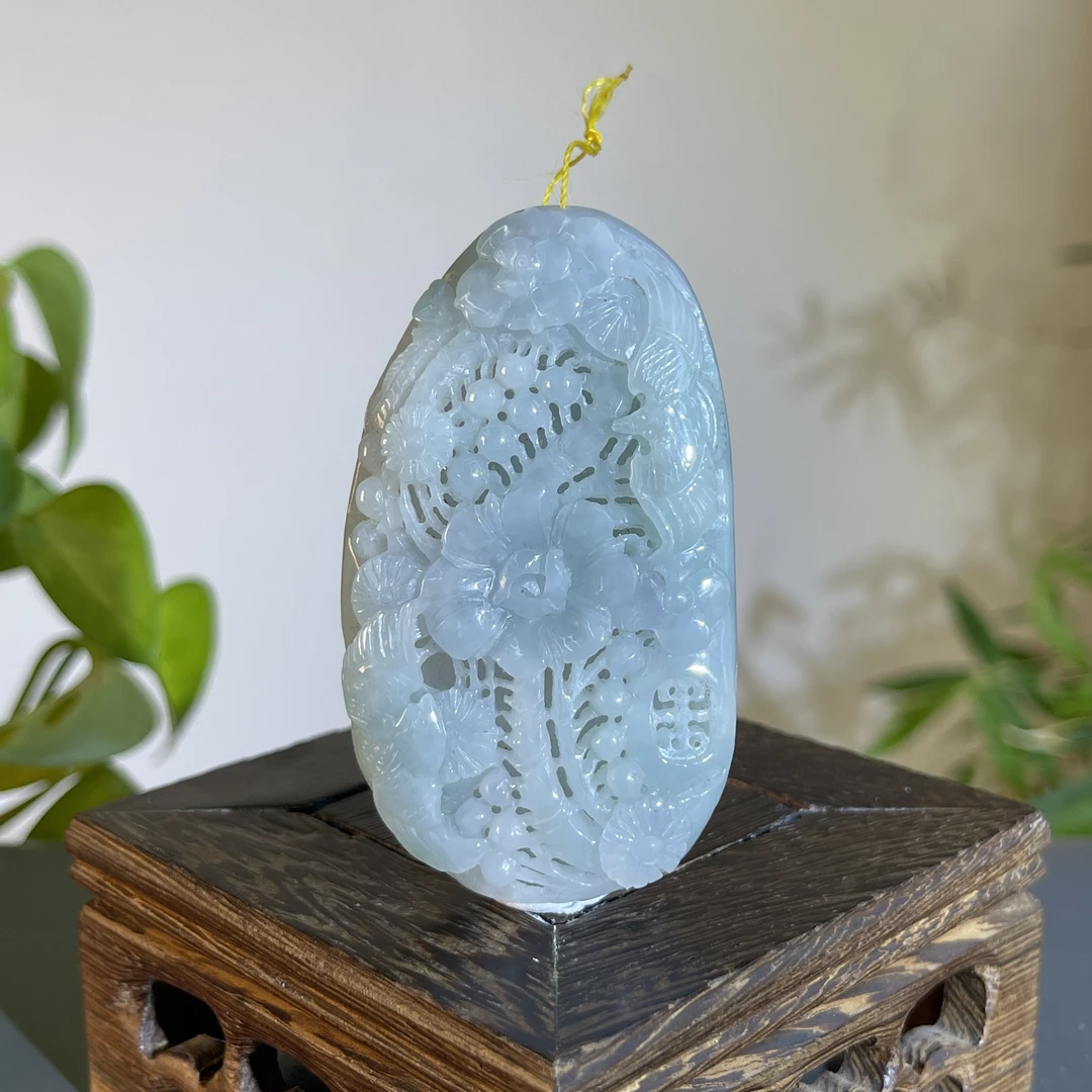 JXA20-38 天然缅甸A货翡翠 花开福贵