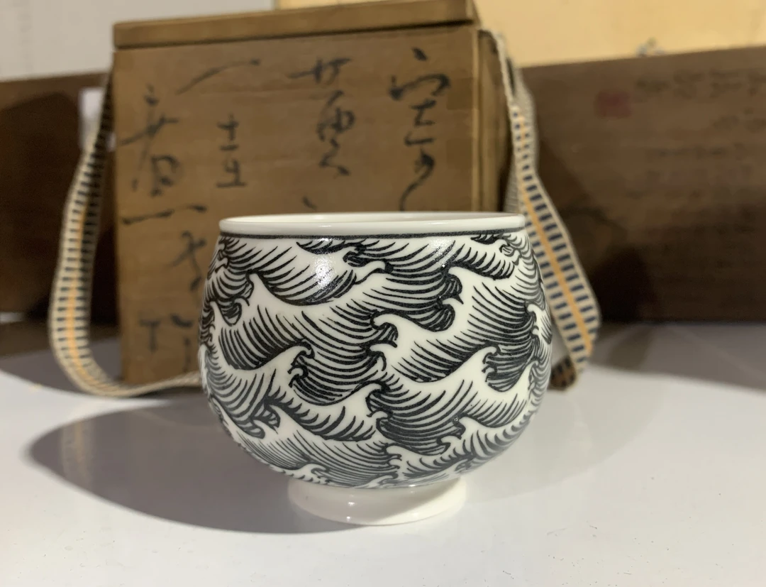 福袋 陶瓷手绘海浪纹主人杯