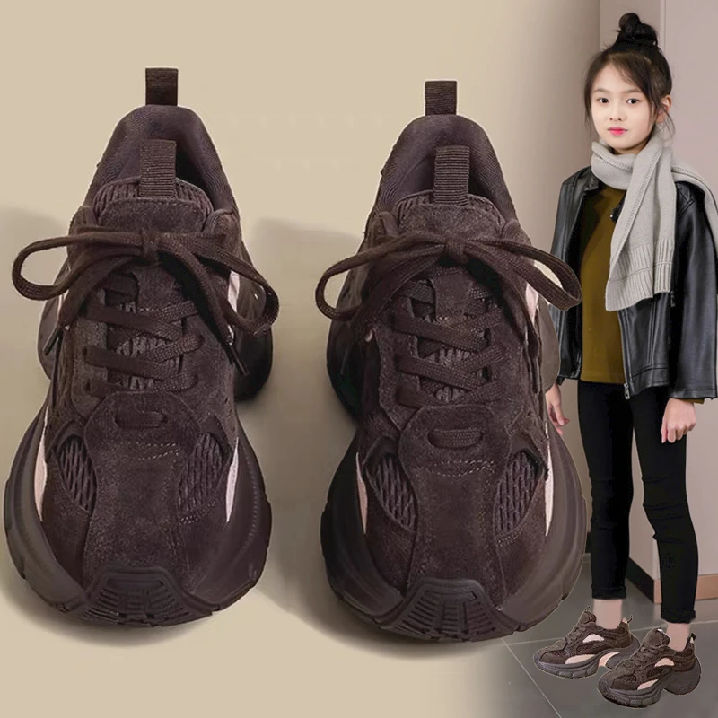 女童运动鞋2025秋冬新款儿童老爹鞋女孩休闲鞋加绒棉鞋中大童秋鞋