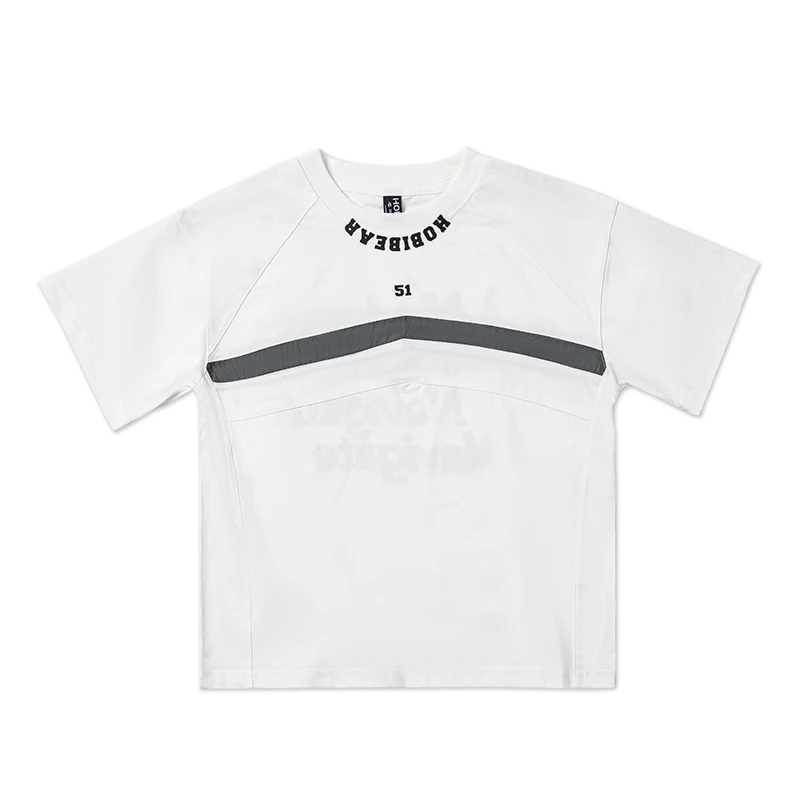 哈比熊新款上新男童撞色拼接圆领短袖百搭宽松上衣潮