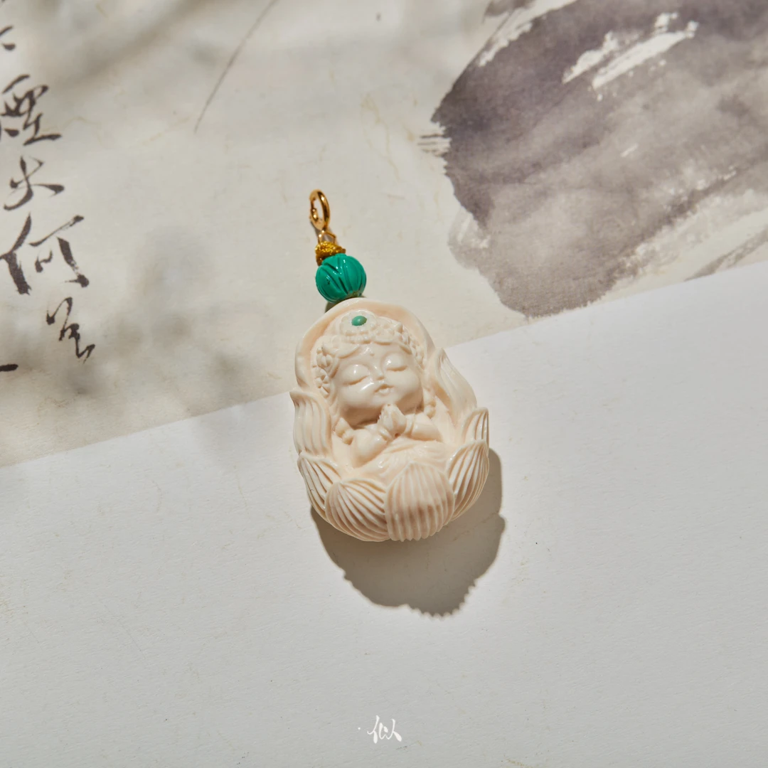 L【好运连连】·似梓珠宝· 18K绿松莲花度母吊坠  XYGD238014-C