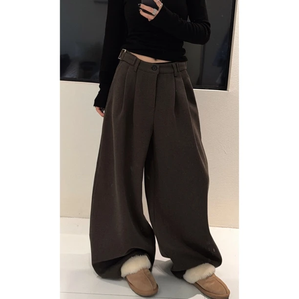 2025/冬/小众设计款慵懒宽松加绒拖地裤 02816#