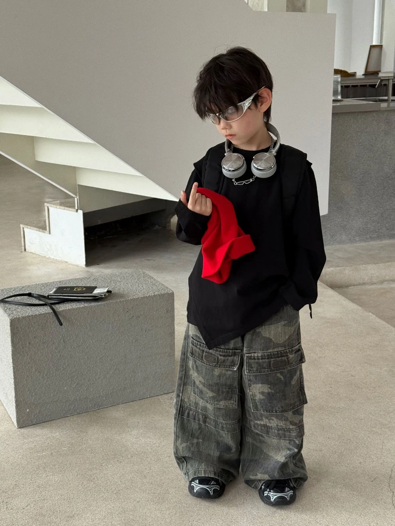 男童T恤2025秋季新款儿童百搭宽松休闲设计感假两件长袖上衣韩版