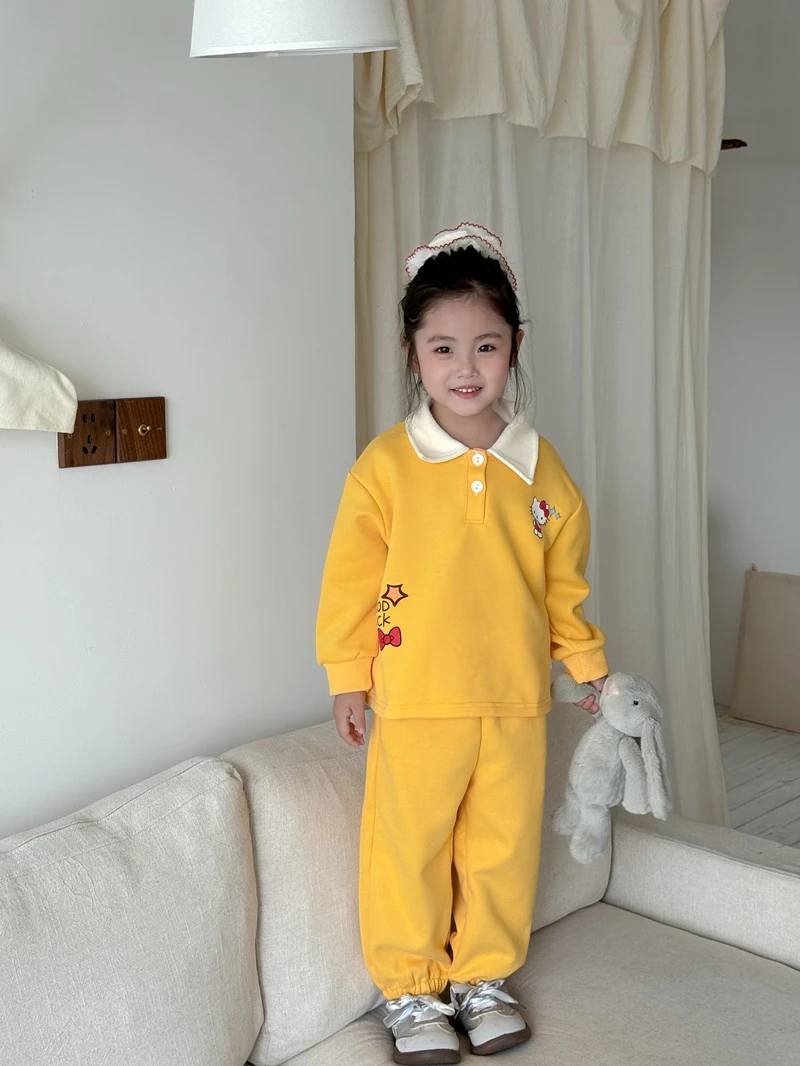 POLO卫衣套装女童两件套长袖洋气春秋款新款卡通Kitty韩休闲套装
