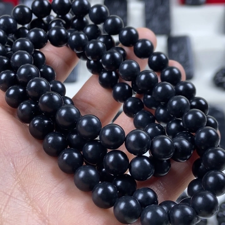和田玉（墨玉）未镶嵌项链卡8圆珠108颗入门