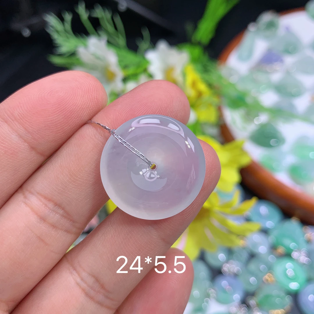 缅甸天然翡翠冰润晴水平安扣风挂件气质百搭时尚清新精雕玉石