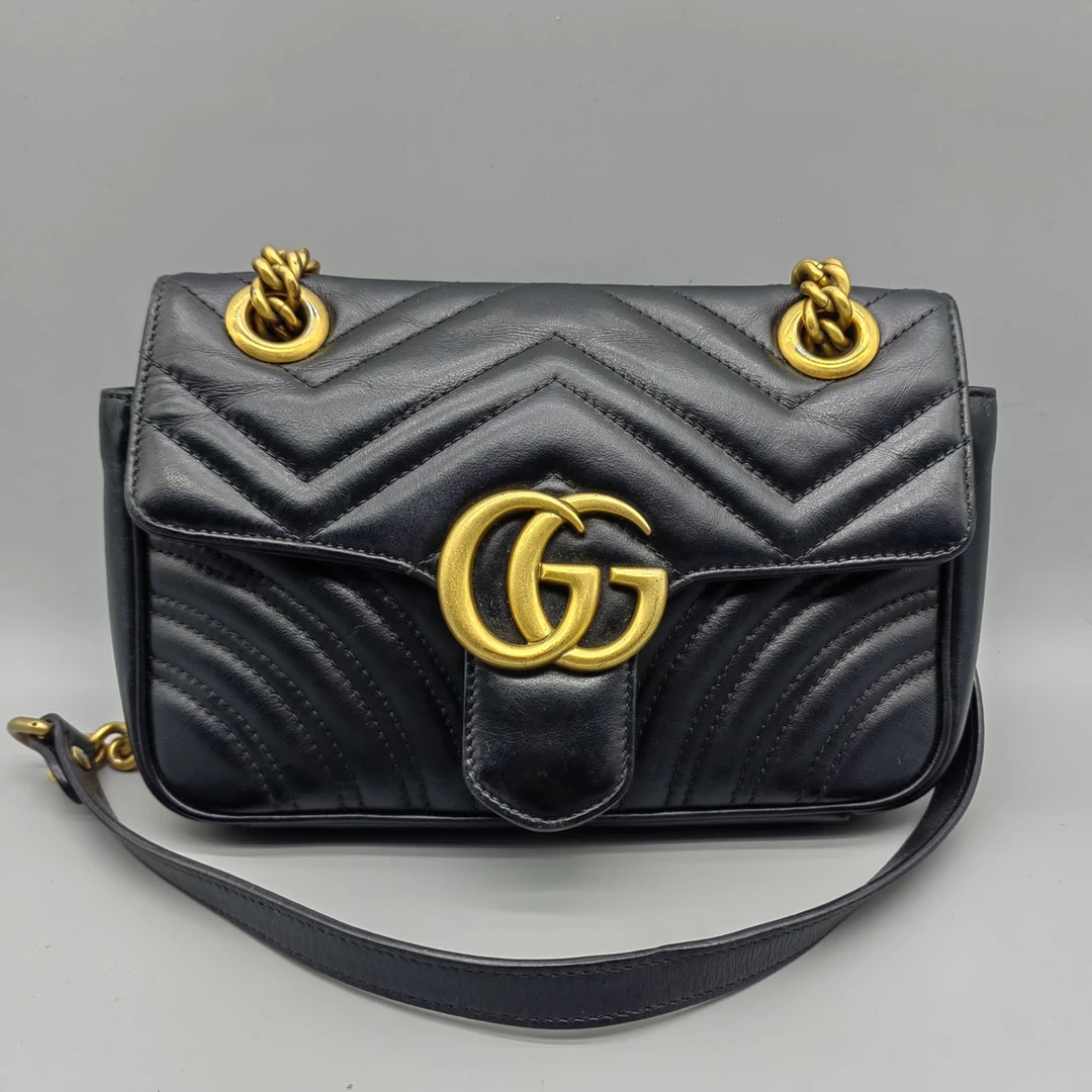 95新 GUCCI/古驰   黑金马蒙链条包 1662 6244