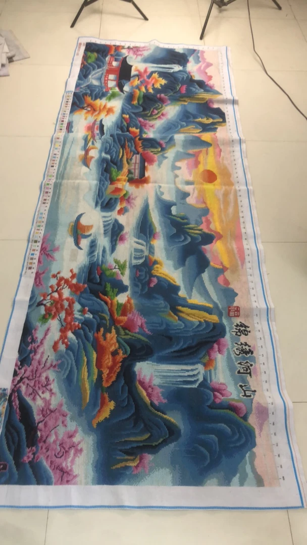 成品锦绣山河十字绣满绣精美山水风景挂画