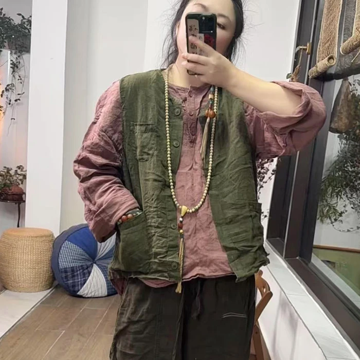 常规女通勤风修身型做旧纯色马夹时尚秋冬加厚水洗