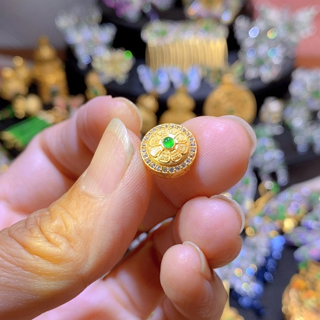 吊坠(不含链)银S925镶嵌翡翠
