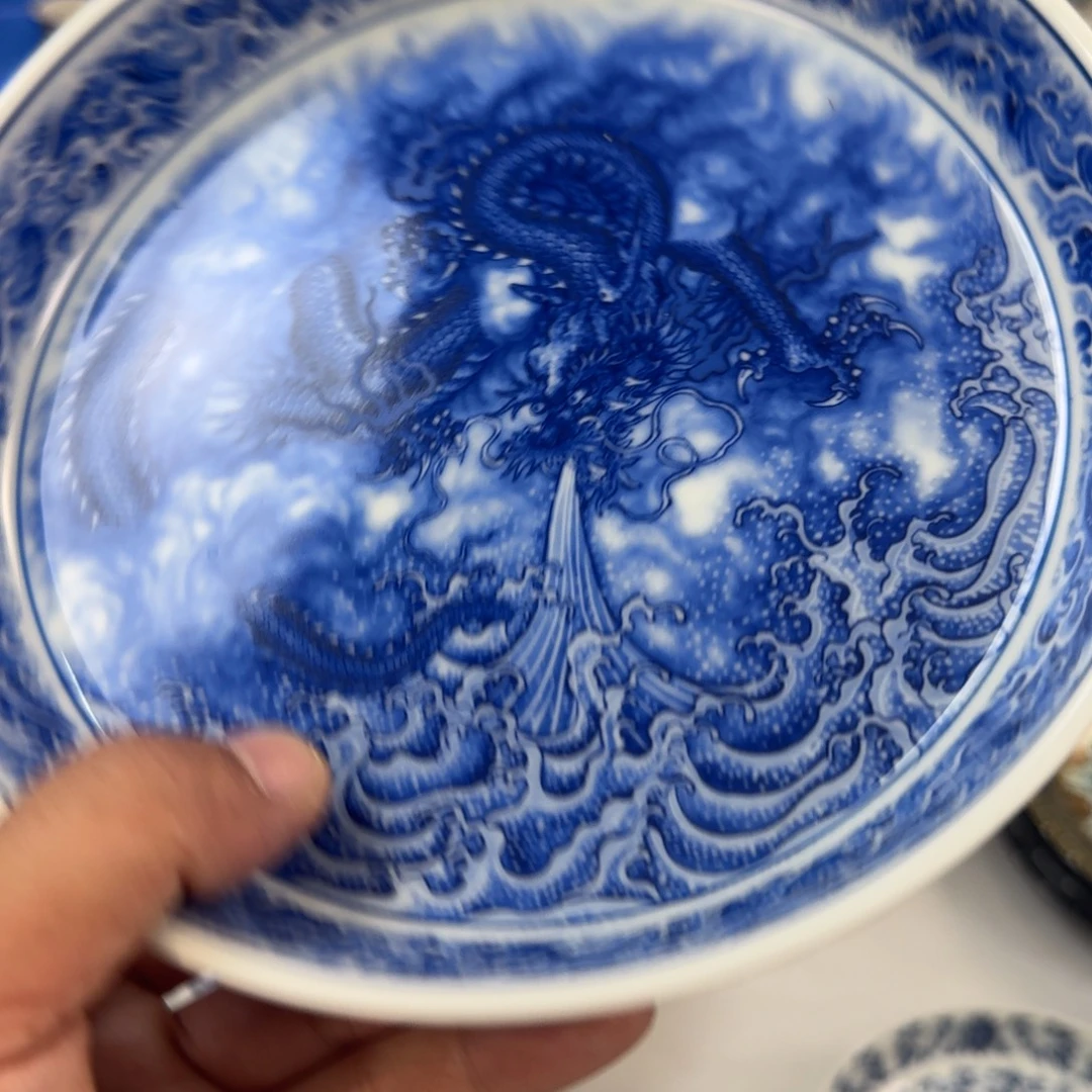 杯青花龙吸水大壶承