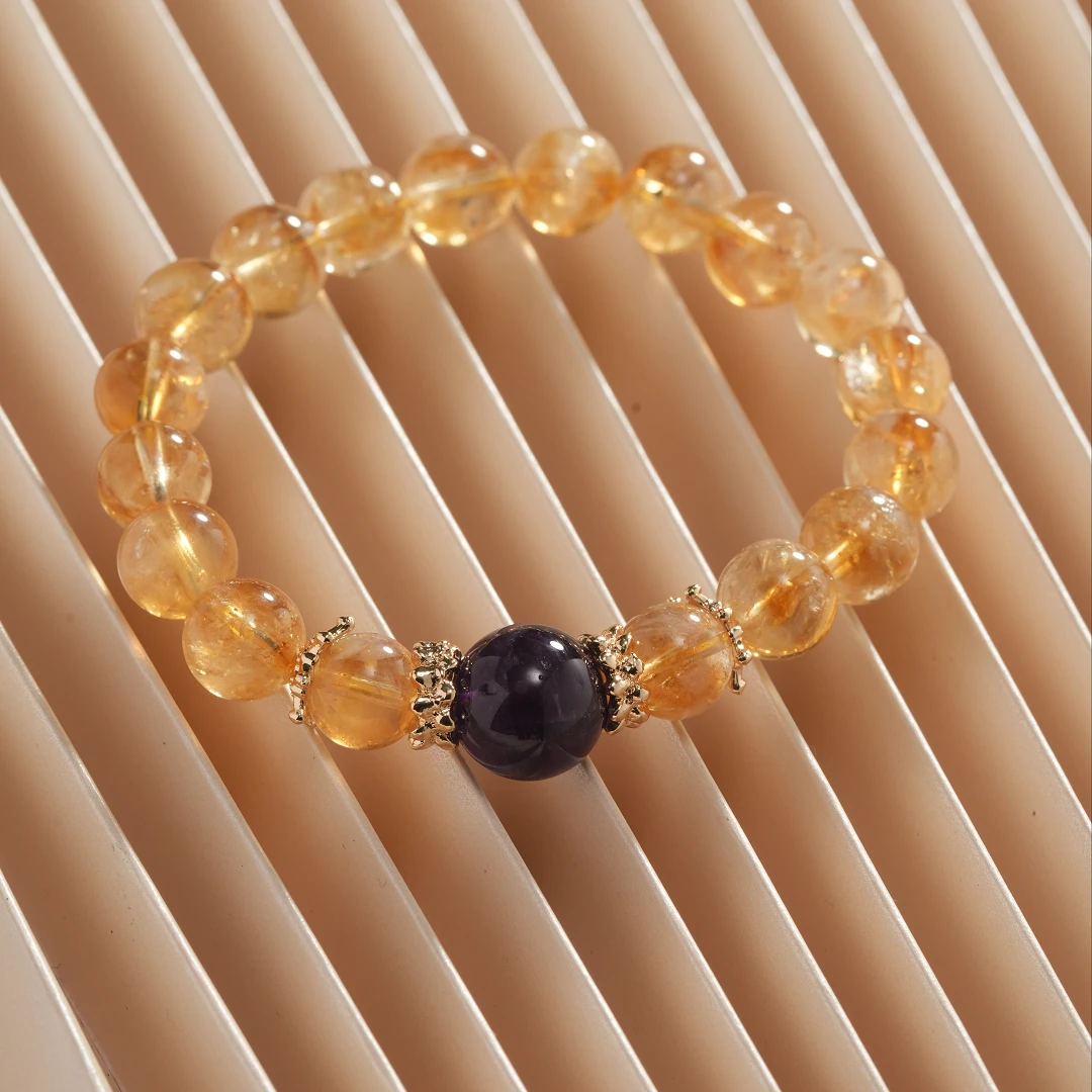 【有财有业】黄塔晶+紫水晶8mm 招正偏财 提升决策力