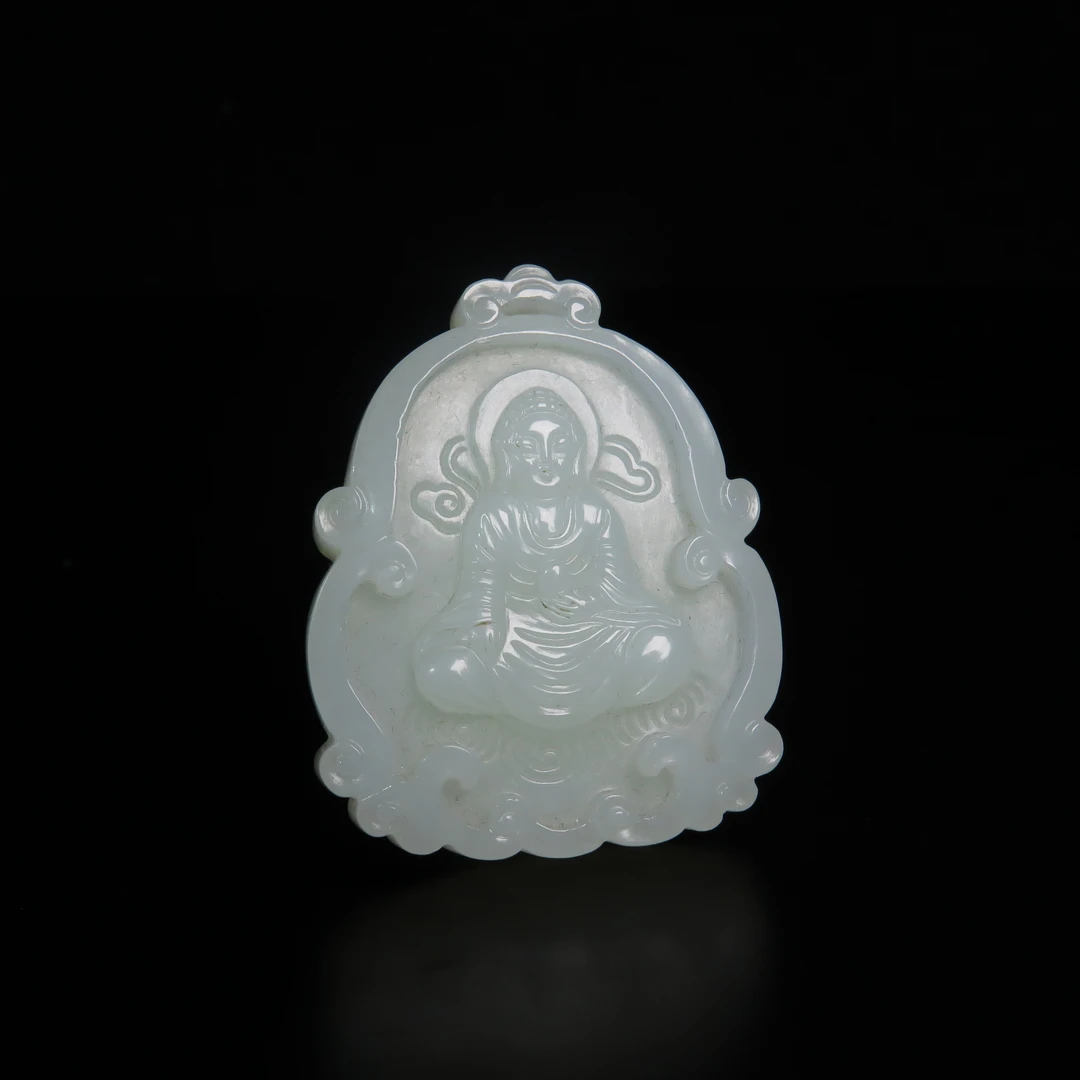 清代玉佛陀牌饰/MZ017608/和田玉/民族文物