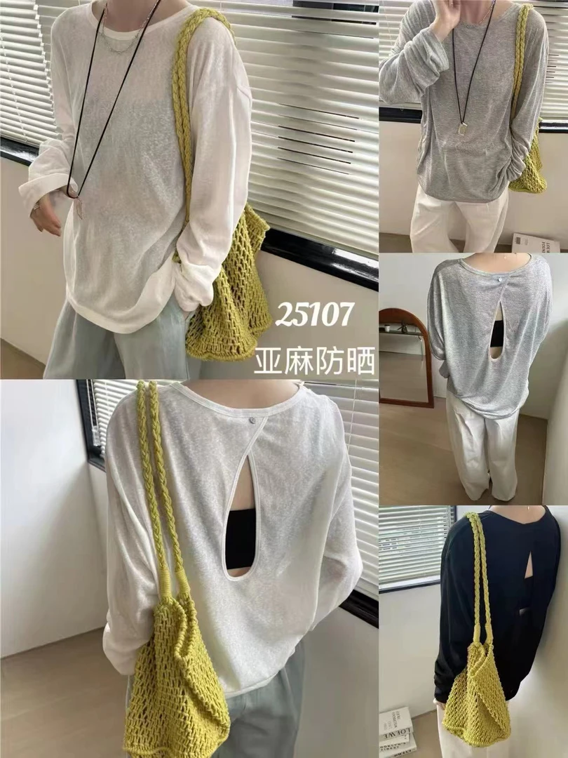 邹先森670-30镂空露背防晒常规款长袖纽扣韩版时尚夏季T恤