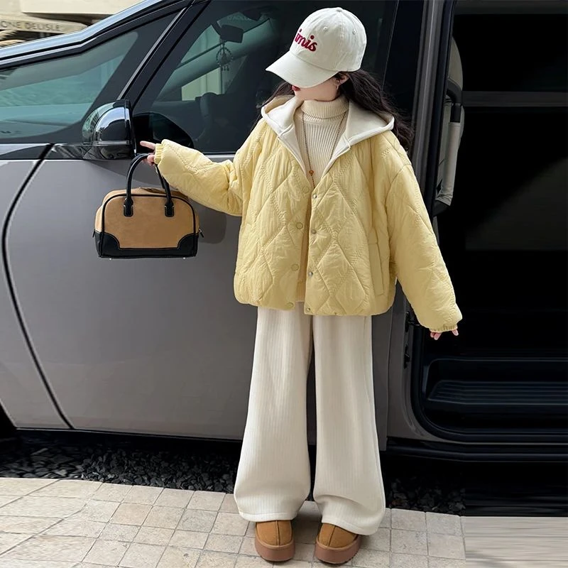 女童棉服套装秋冬加绒棉衣外套2025新款中大童洋气冬季休闲两件套