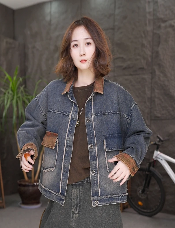 【短款牛仔外套】2025新款百搭女装长袖夹克牛仔衣-QQ