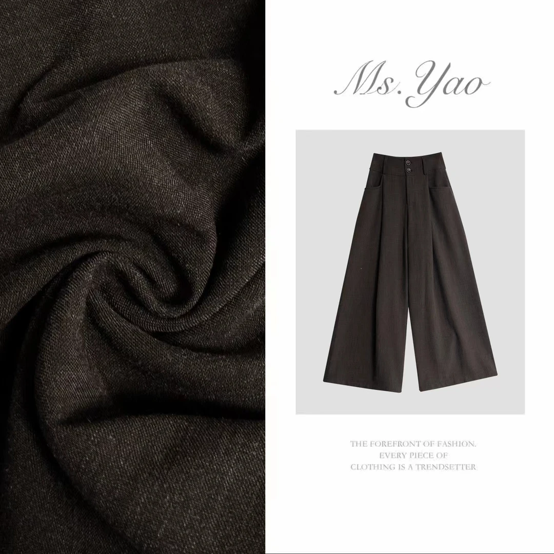 Ms·Yao【尘星轨】老钱风西装压褶直筒垂感长裤 122