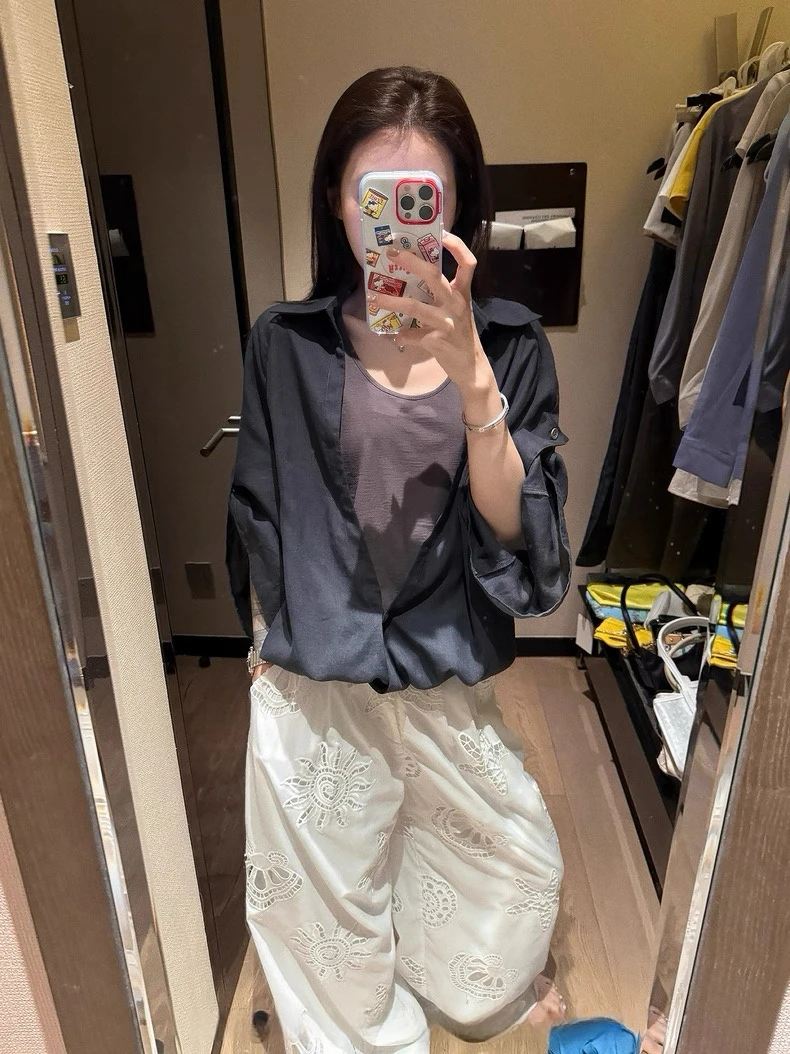 假两件宽松T恤女夏季韩系设计感显瘦上衣6357