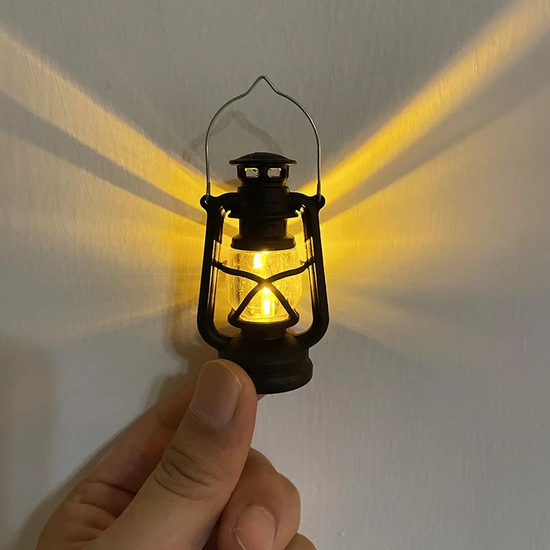仿真led电子挂件装饰品复古摆件氛围灯迷你手提小夜灯起夜煤油灯