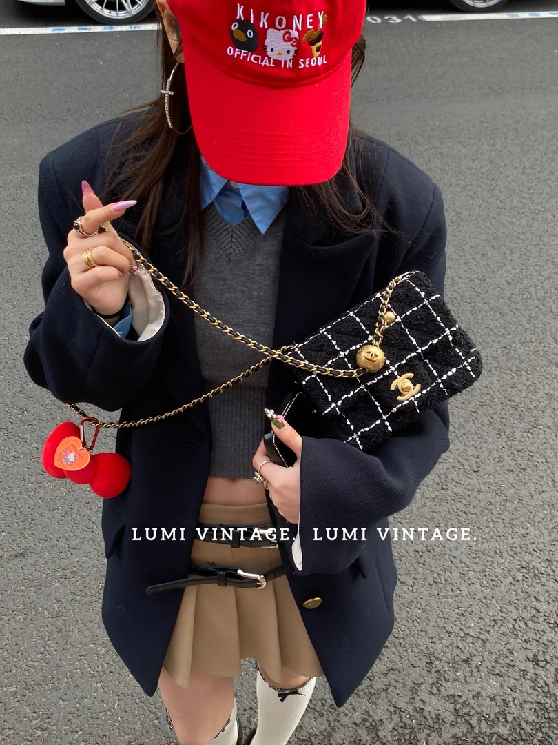 95新 Chanel/香奈儿 23k粗花呢金球方胖子51293207