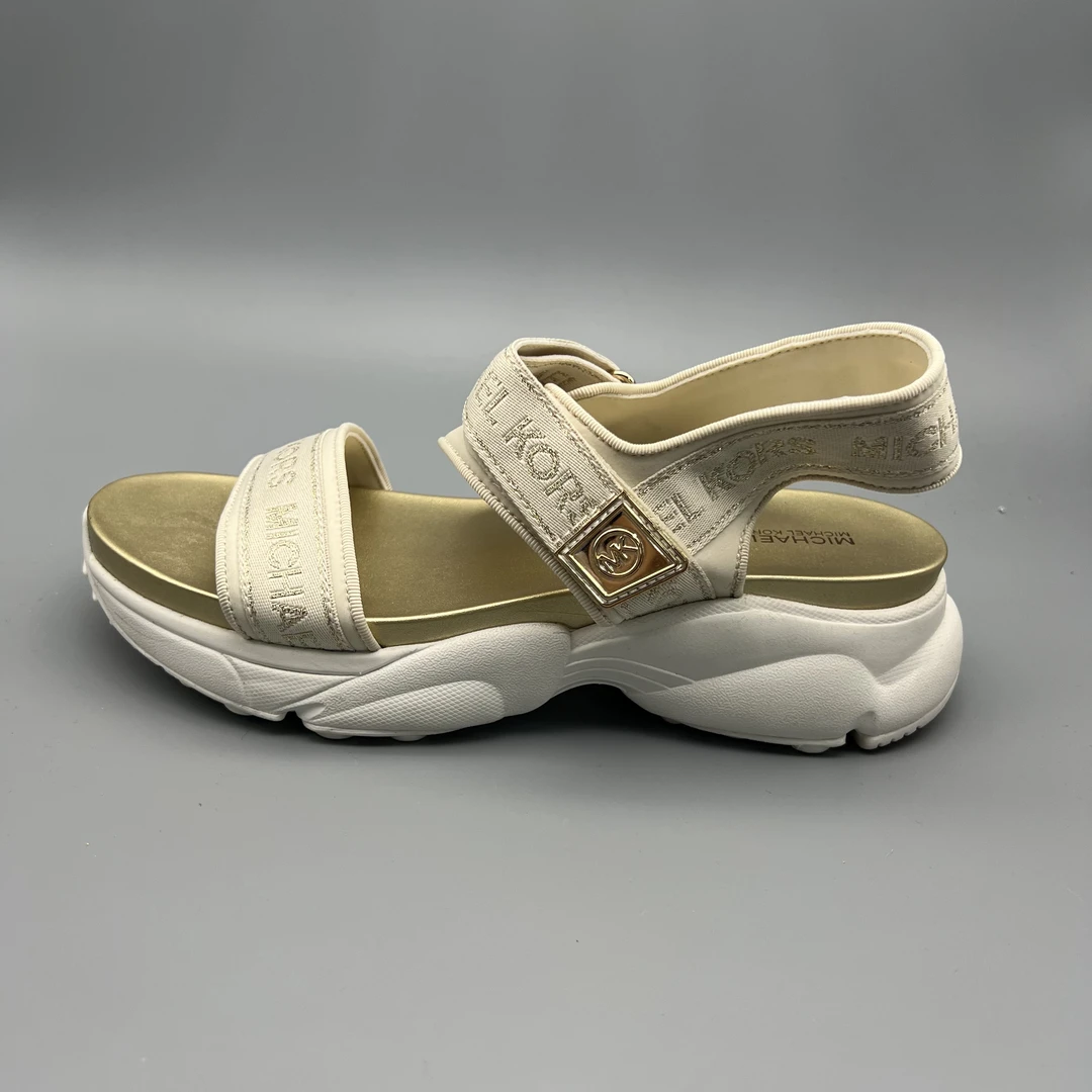 mi210 迈 米色字母款魔术贴女凉鞋