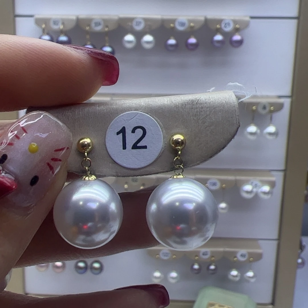 淡水珍珠耳饰18K金镶嵌