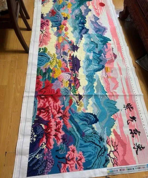 纯手工十字绣成品人工绣好的紫气东来2.9米客厅装饰挂画