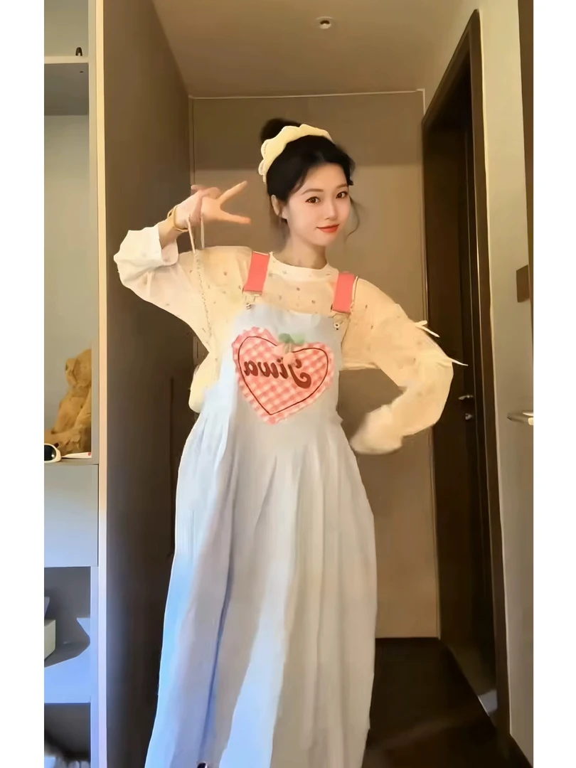 大美丽·「多巴胺少女」大码可爱减龄内搭➕背带连衣裙
