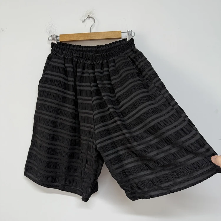 黑色褶皱高级感激励原创设计师潮牌男装有套装宽松短裤
